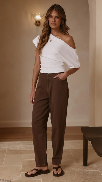 Cleora Barrel Jeans Chocolate