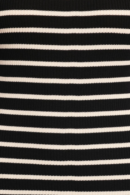 Arabella Knit Dress Black Beige Stripe