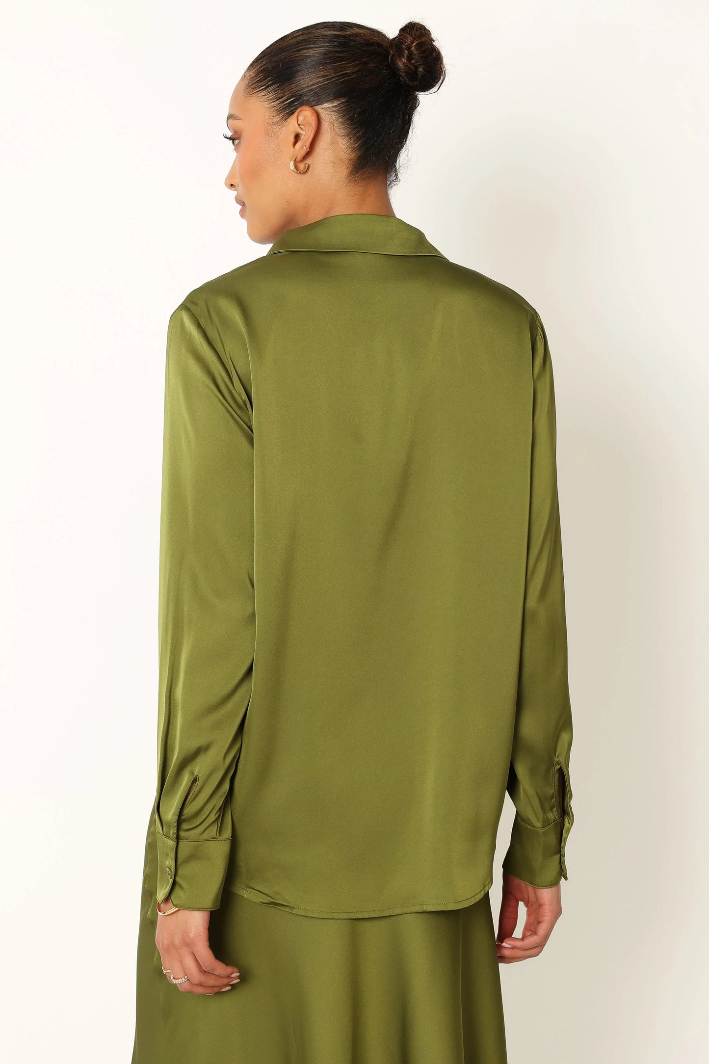 Narissa Satin Shirt Palm Green