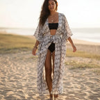 Long Floral Beach Kimono Swimsuit Cover Up