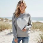 Heart Patchwork Knit Pullover Sweater