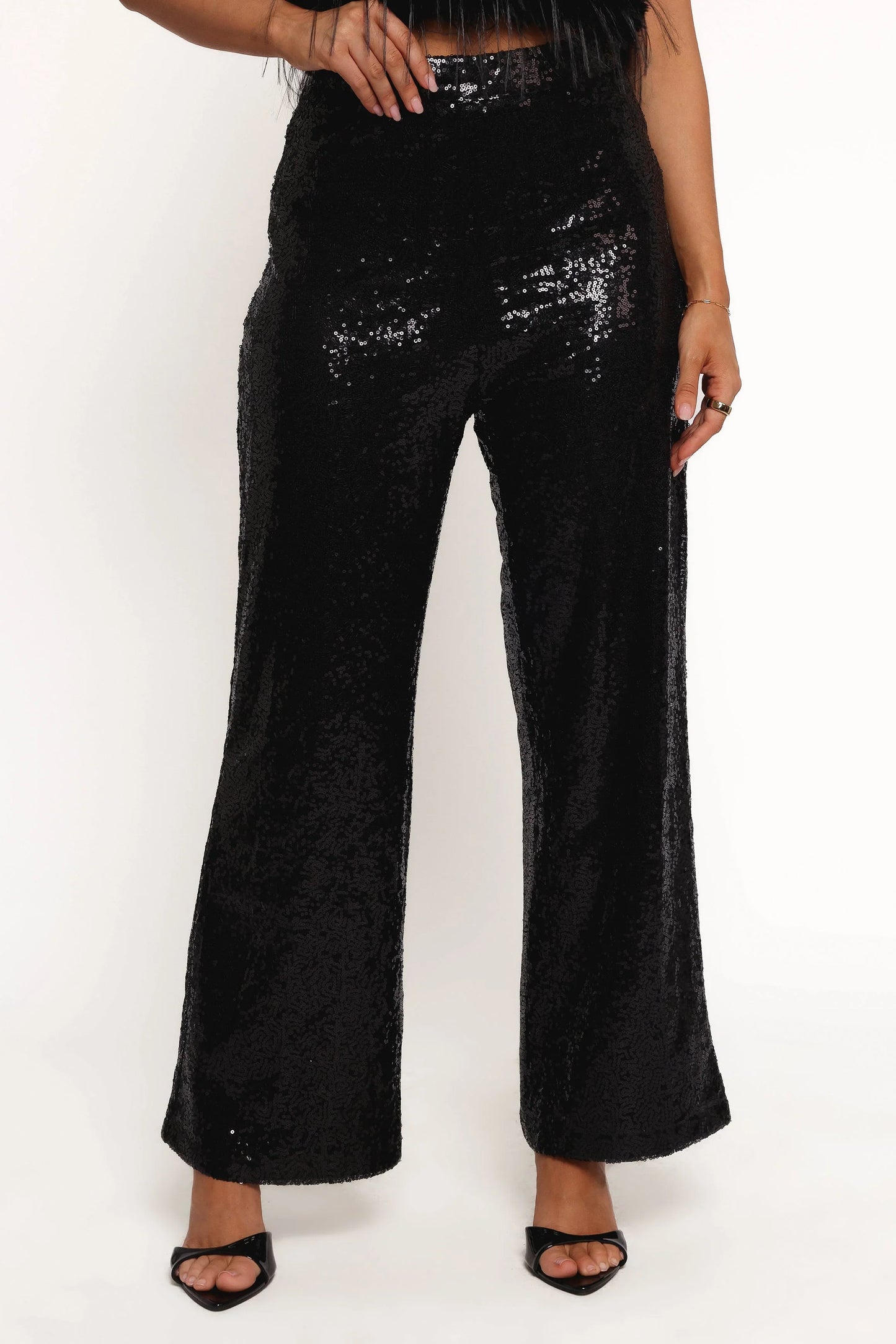Drea Sequin Pants Black