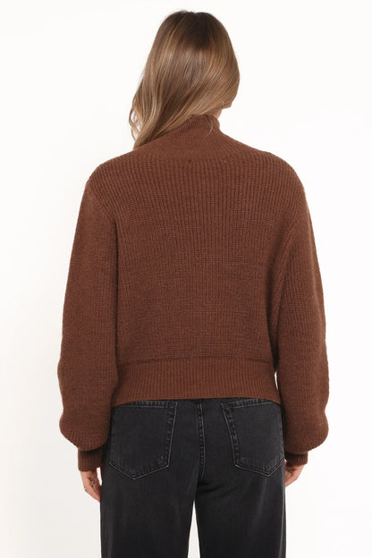 Kourtney Zip Cardigan Brown