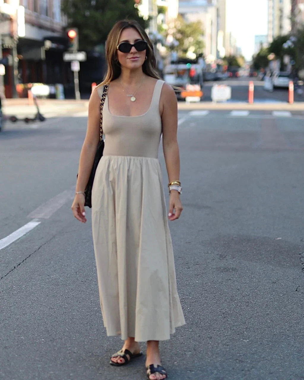 Maxime Knit Cotton Pocketed Midi Dress