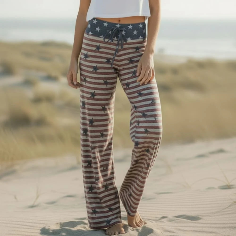 Boho American Flag Wide Leg Lounge Pants
