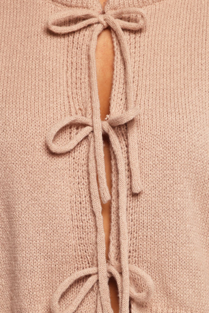 Koskie Tie Knit Top Taupe