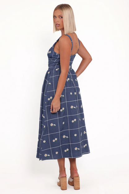Yolande Midi Dress Blue Floral