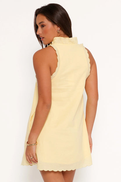 Cassandra Ruffle Mini Dress Butter Yellow
