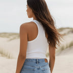 Ribbed V Neck Racerback Tank Top