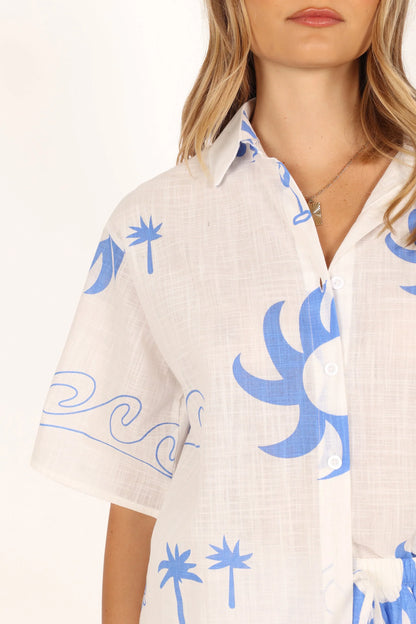 Sun Wave Short Set White Blue