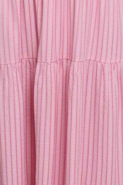 Maisie Strapless Midi Dress Pink Stripe