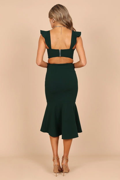 Yvonne Hi Lo Midi Dress Emerald