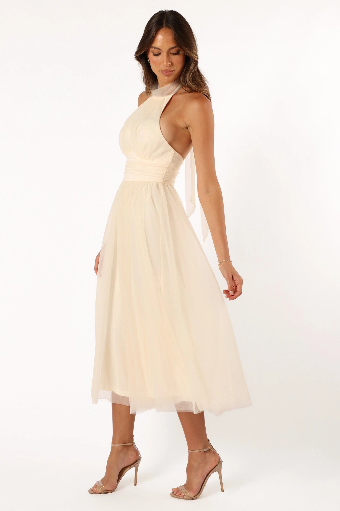 Aletta Halterneck Midi Dress Cream