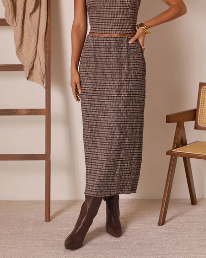 Haylow Plaid Midi Skirt