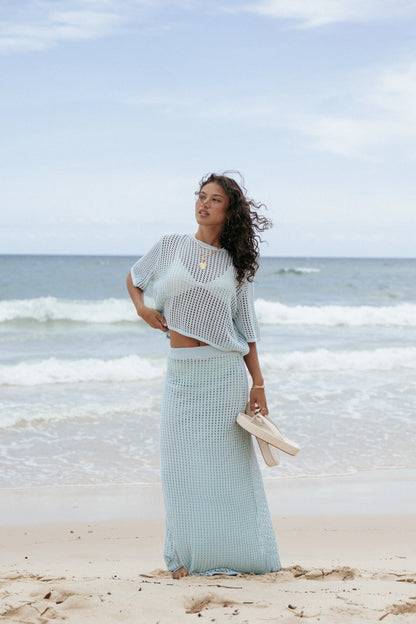 Kinnie Knit Skirt Set Light Blue