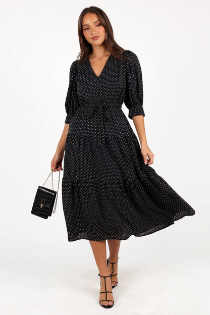 Moscow Midi Dress Black Polka Dot