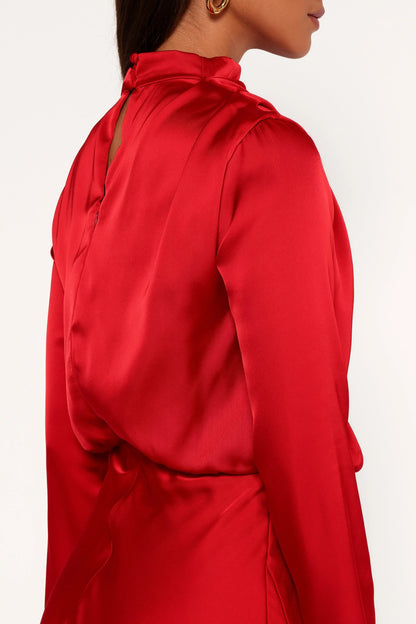 Kristyn Long Sleeve Midi Dress Red