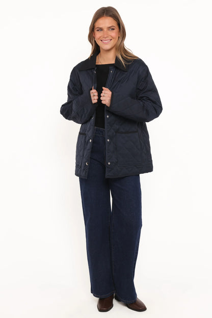 Lynly Quilted Barn Jacket Navy