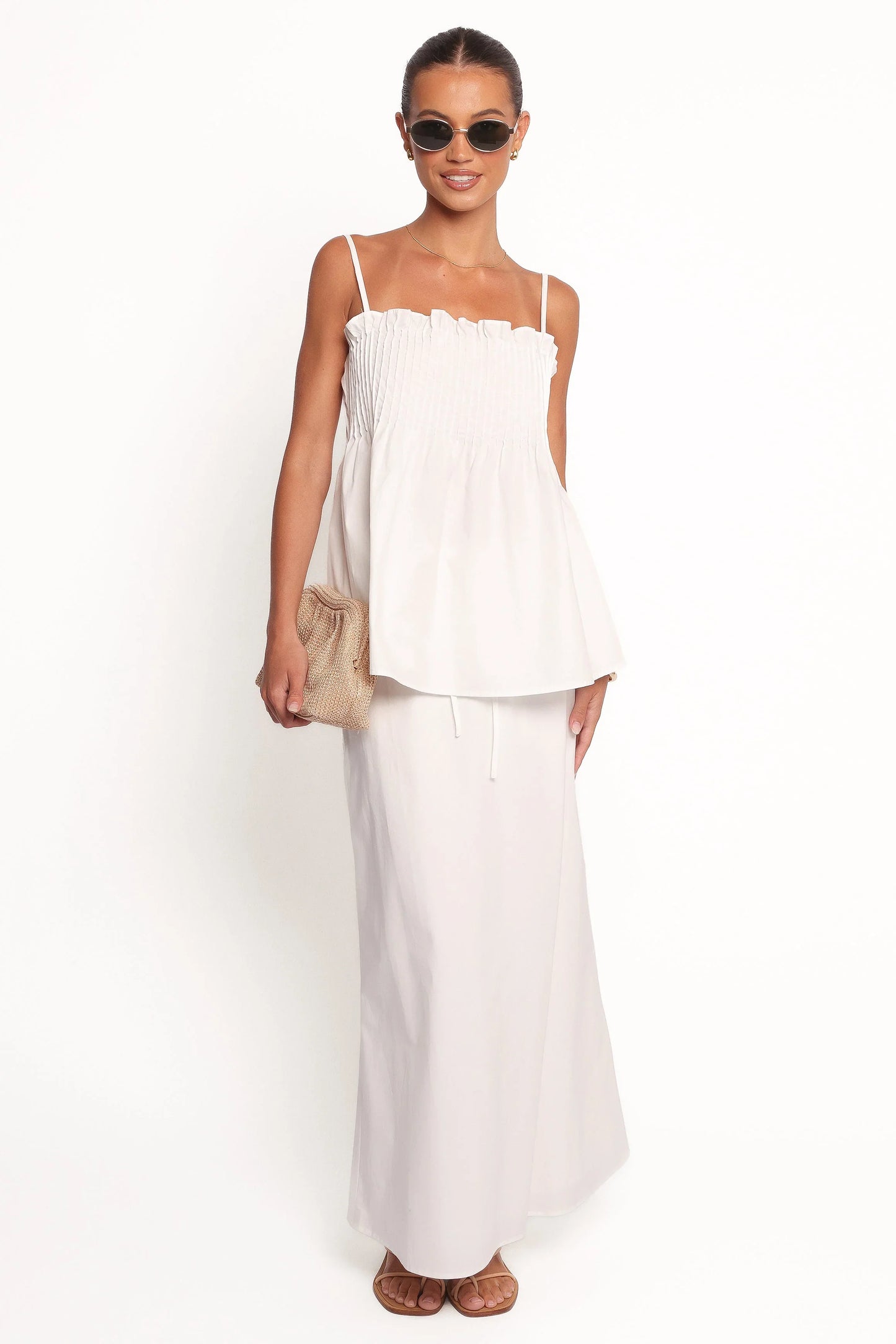 Carson Pleated Top White