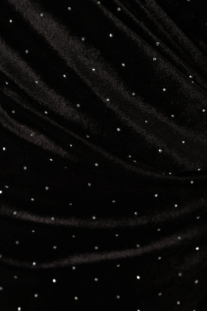 Renarde Wrap Velvet Midi Dress Black