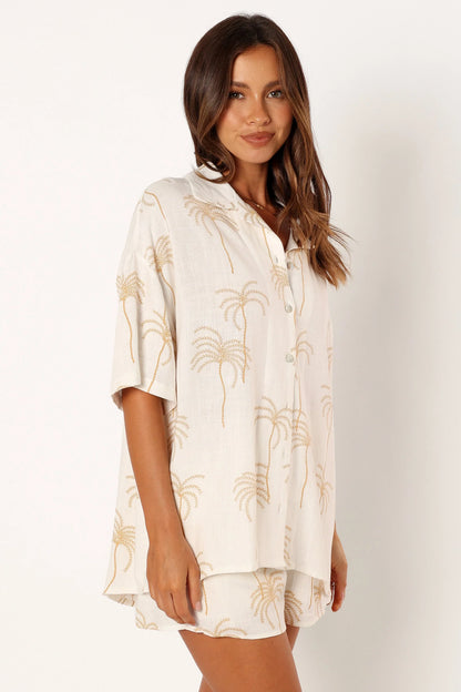 Amira Short Sleeve Shirt Palm Print