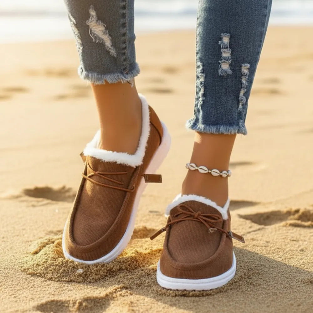 Slip On Fur Canvas Shoes