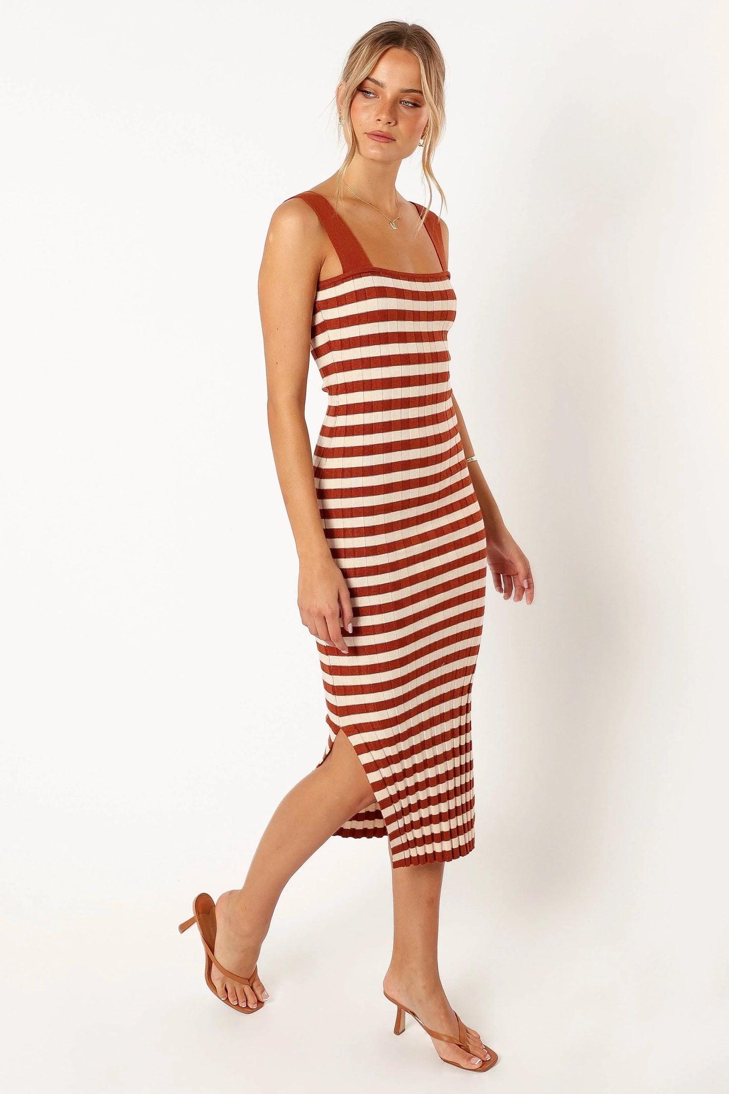 Ledger Midi Dress Tan Stripe