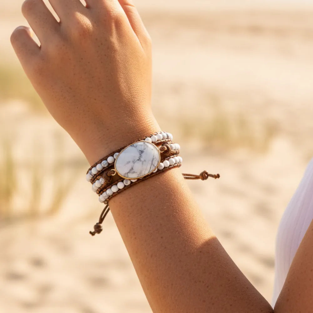 Boho Beaded Stone Wrap Bracelet