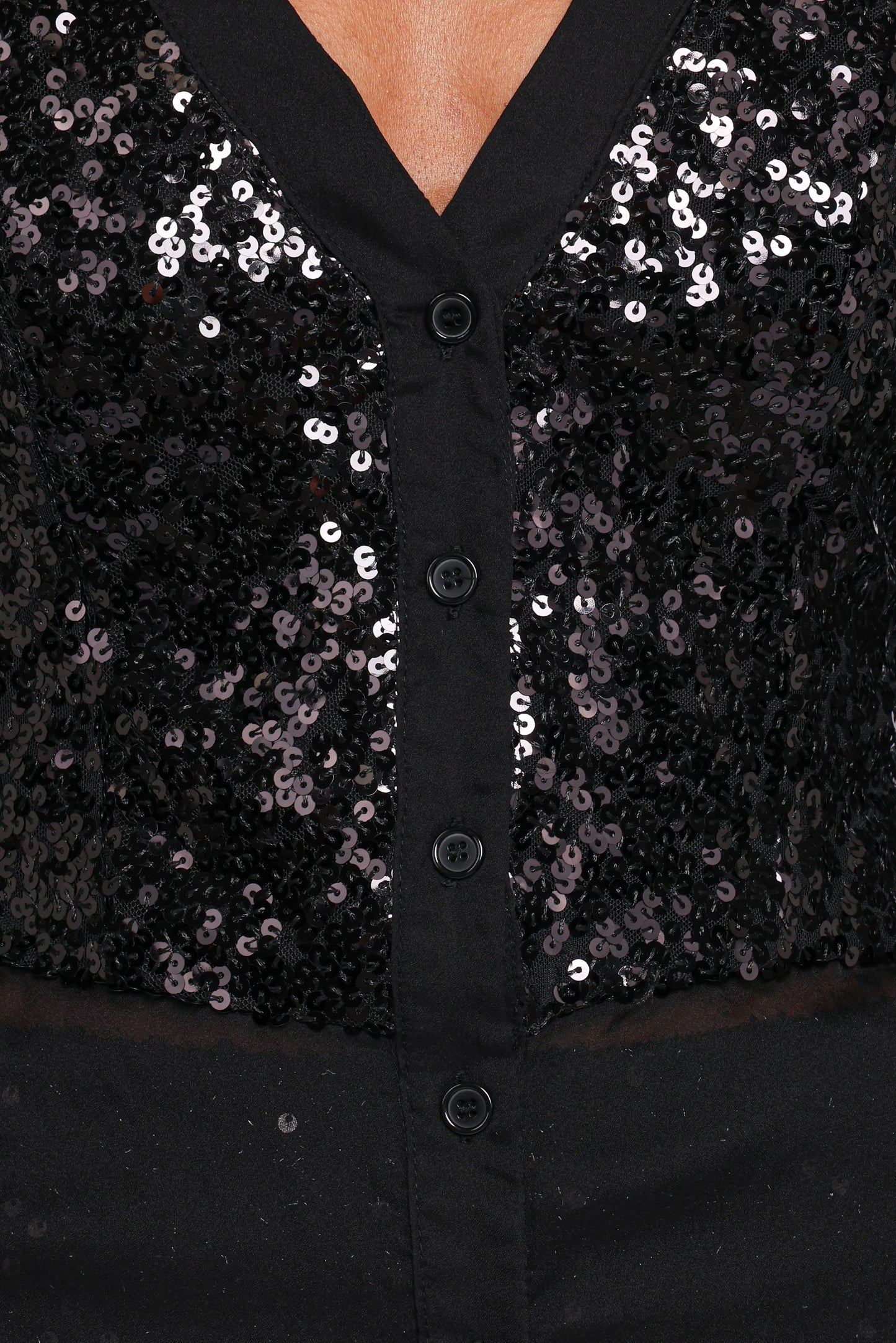 Eliana Sheer Sequin Blouse Black