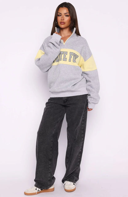 Show Yourself Zip Front Sweater Dark Grey Marle