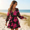 Floral Print Long Sleeve Mini Dress