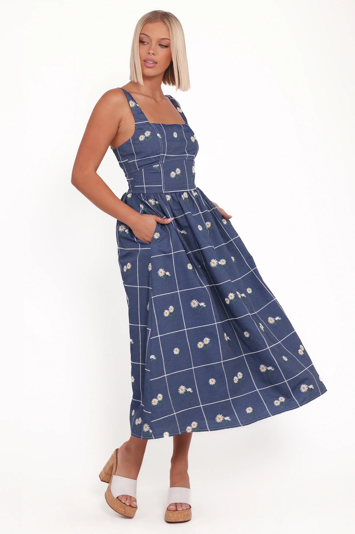 Yolande Midi Dress Blue Floral