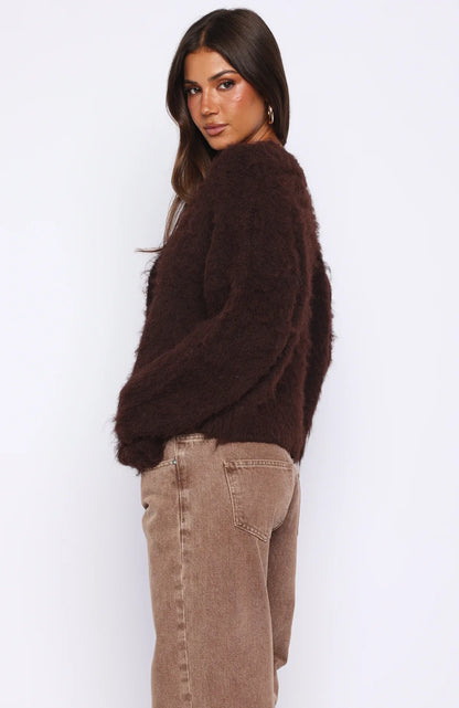 Cozy Vibes Knit Cardigan Chocolate