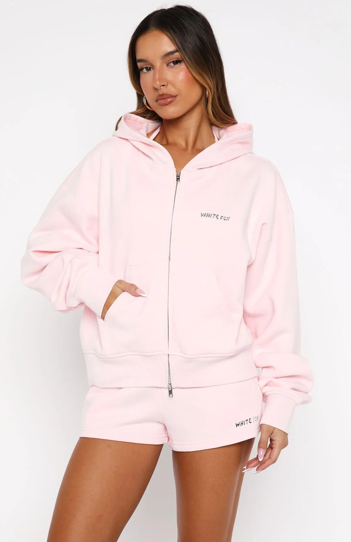 Test Drive Boxy Zip Front Hoodie Icy Pink