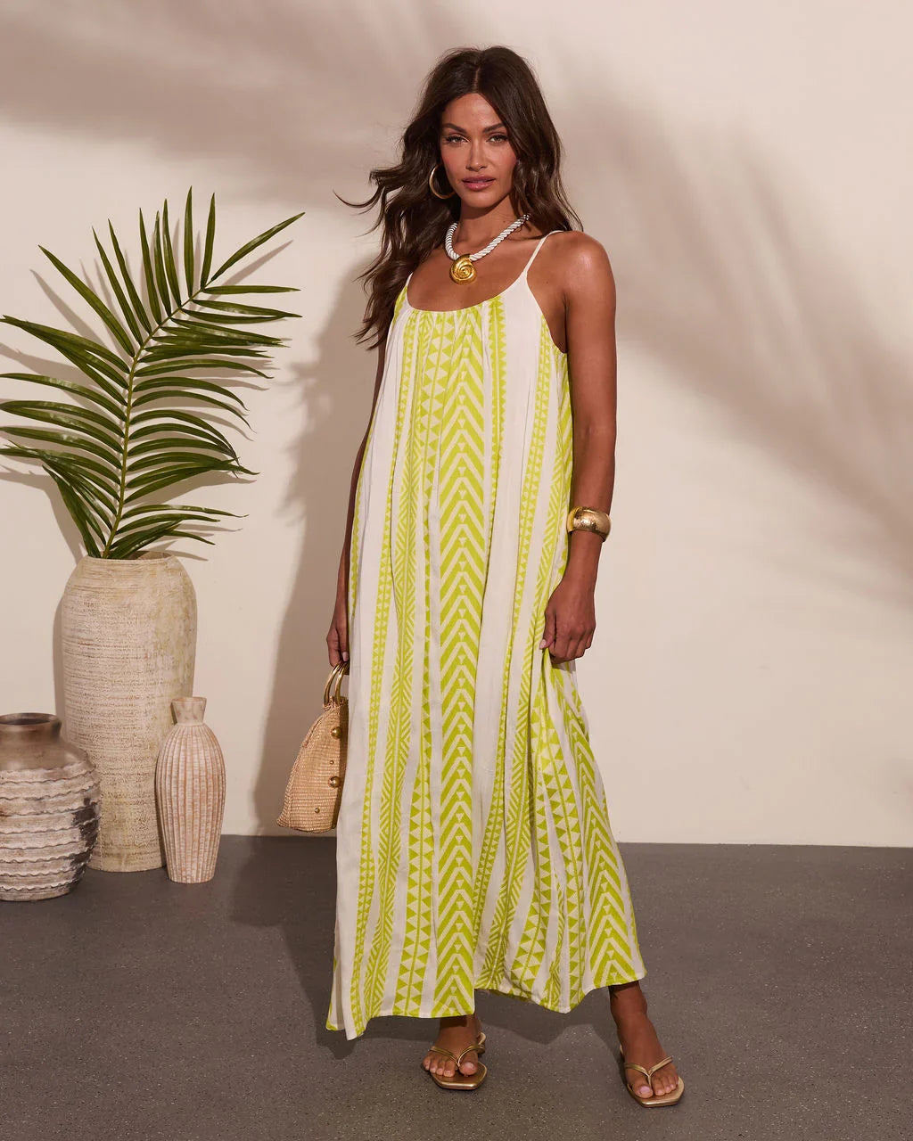 Summer Drift Abstract Striped Maxi Dress