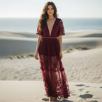 Boho Lace Tulle Maxi Dress