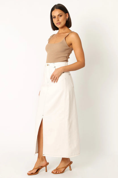 Rana Denim Midi Skirt White