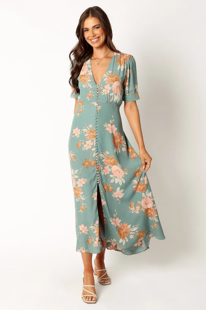 Frampton Midi Dress Blue Floral