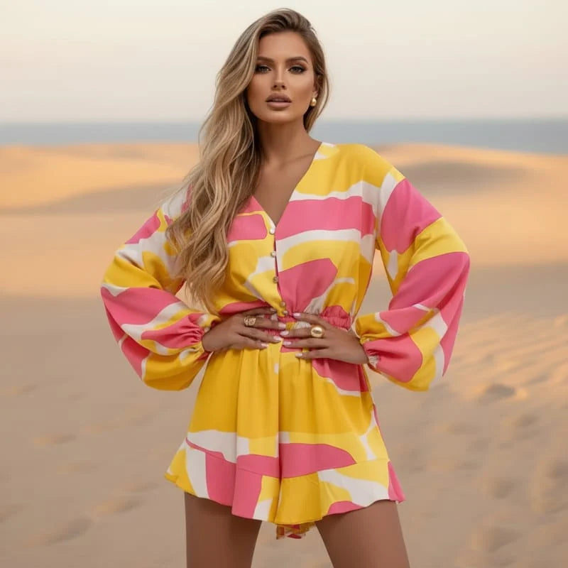 Boho Floral V Neck Romper