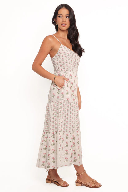 Echo Midi Dress White Pink
