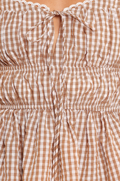 Saphia Top Brown Check