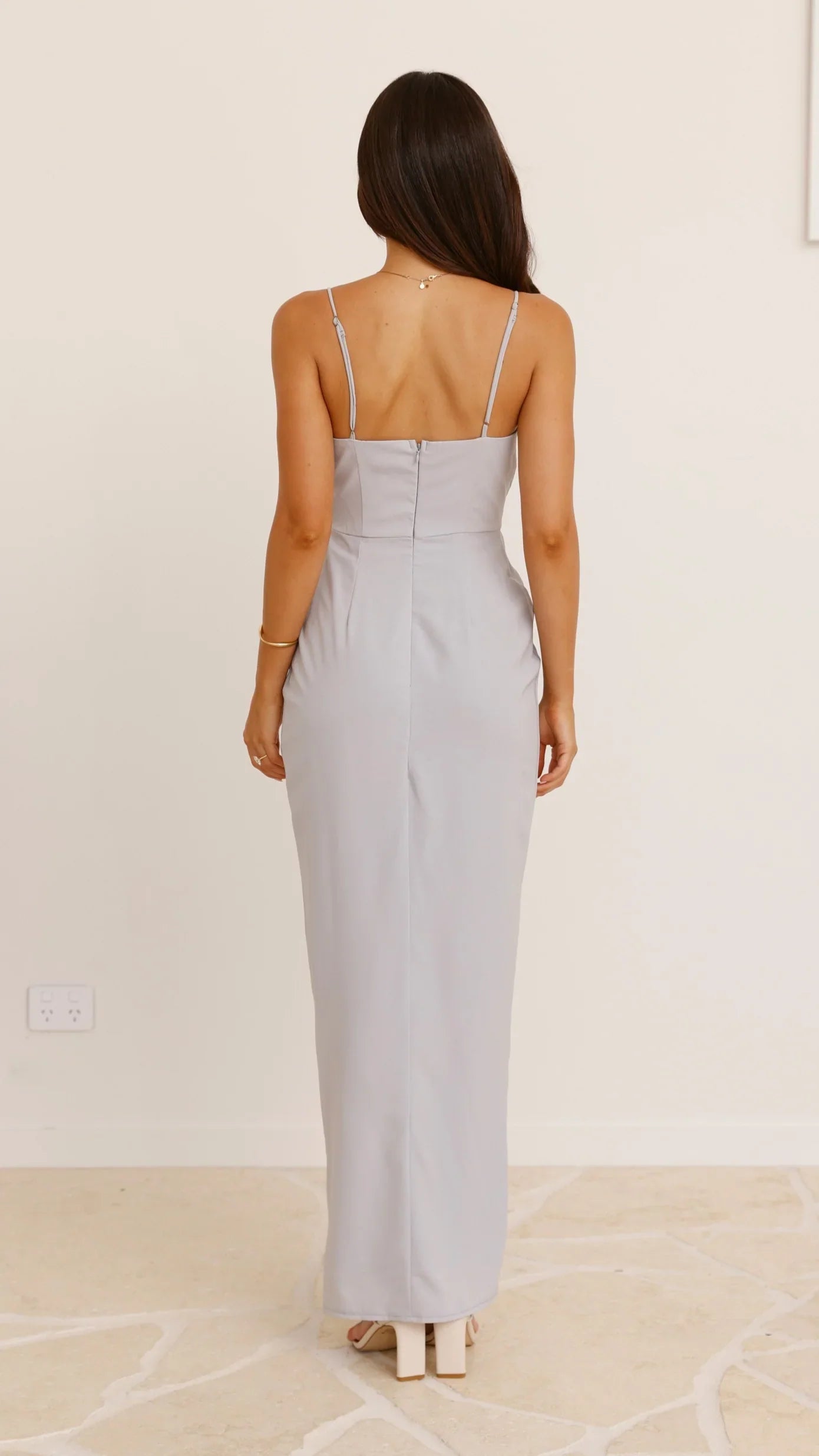 Charlotte Draped Maxi Dress Silver