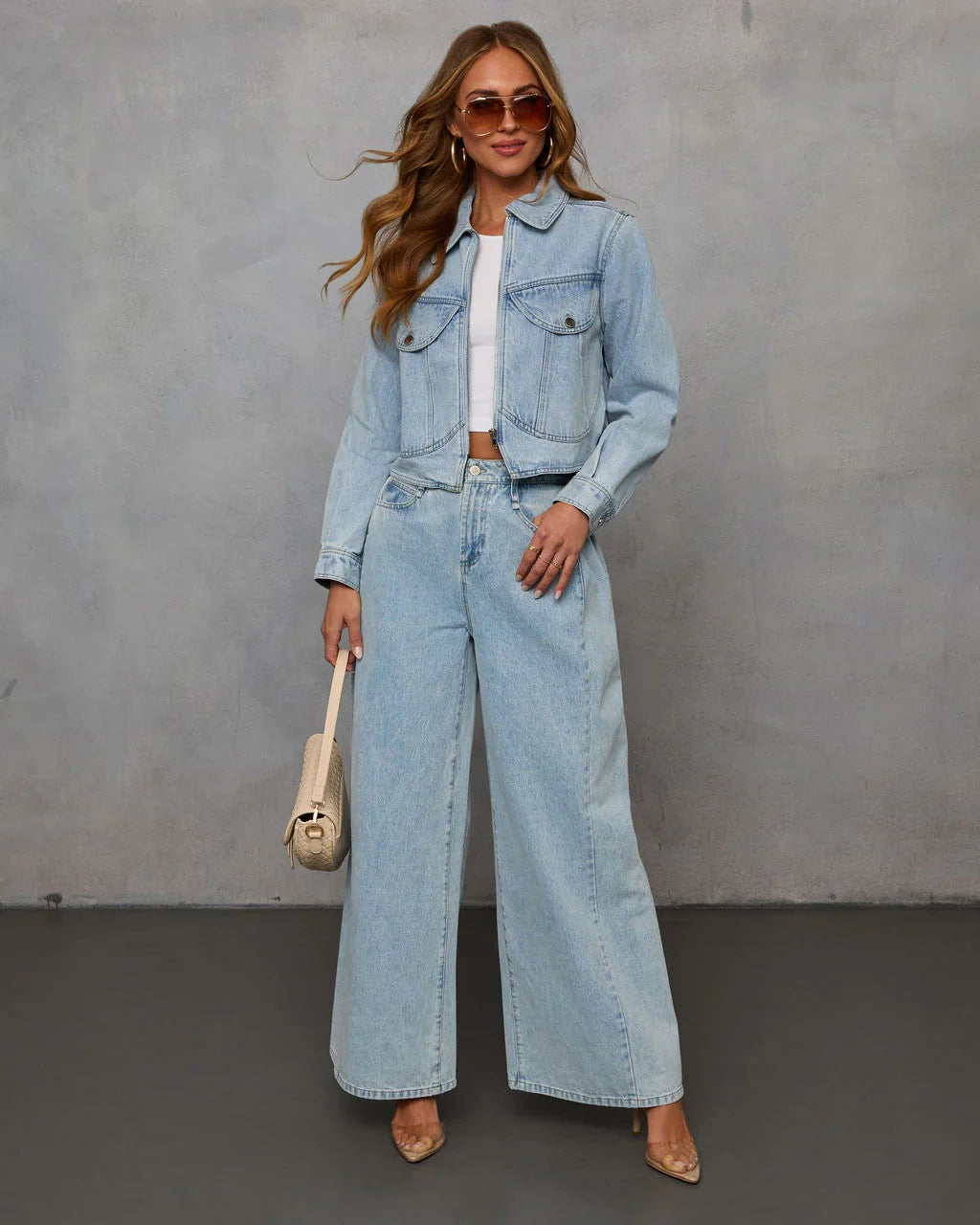 Streamline Curved Hem Denim Jacket