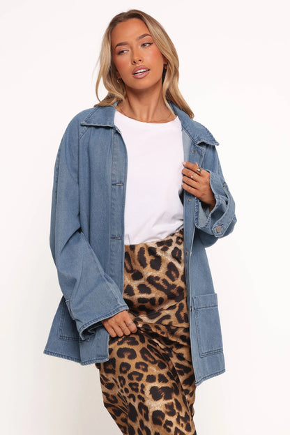 Novan Oversized Shacket Denim