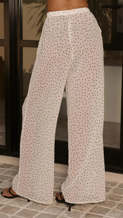 Rubi Top and Pants Set Cream Polka
