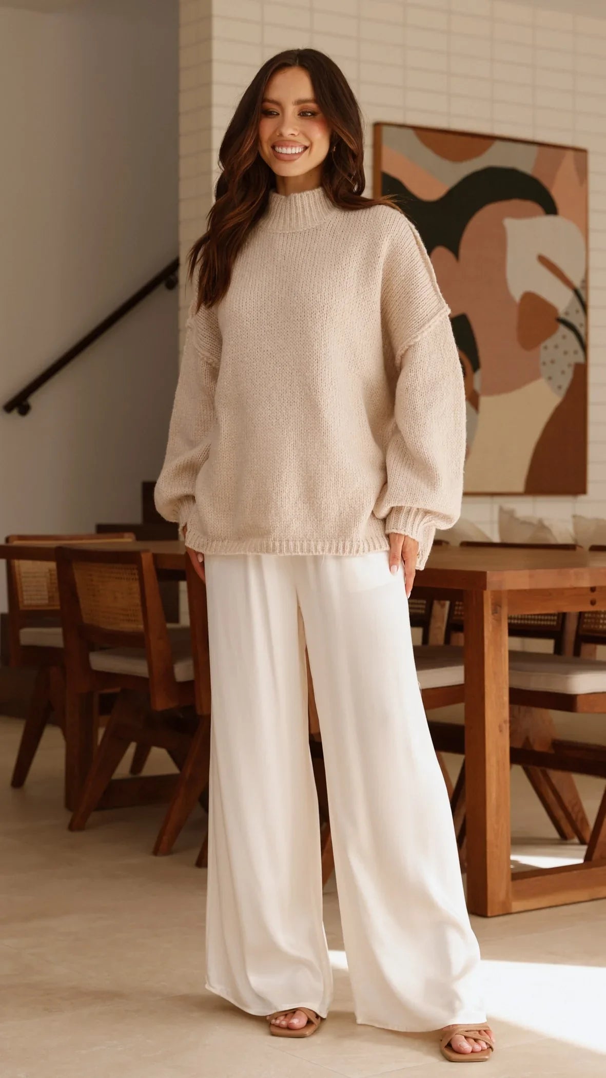 Savanna Knit Sweater Beige