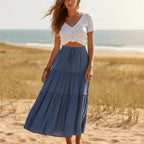 Bohemian Tiered Ruffle Maxi Skirt