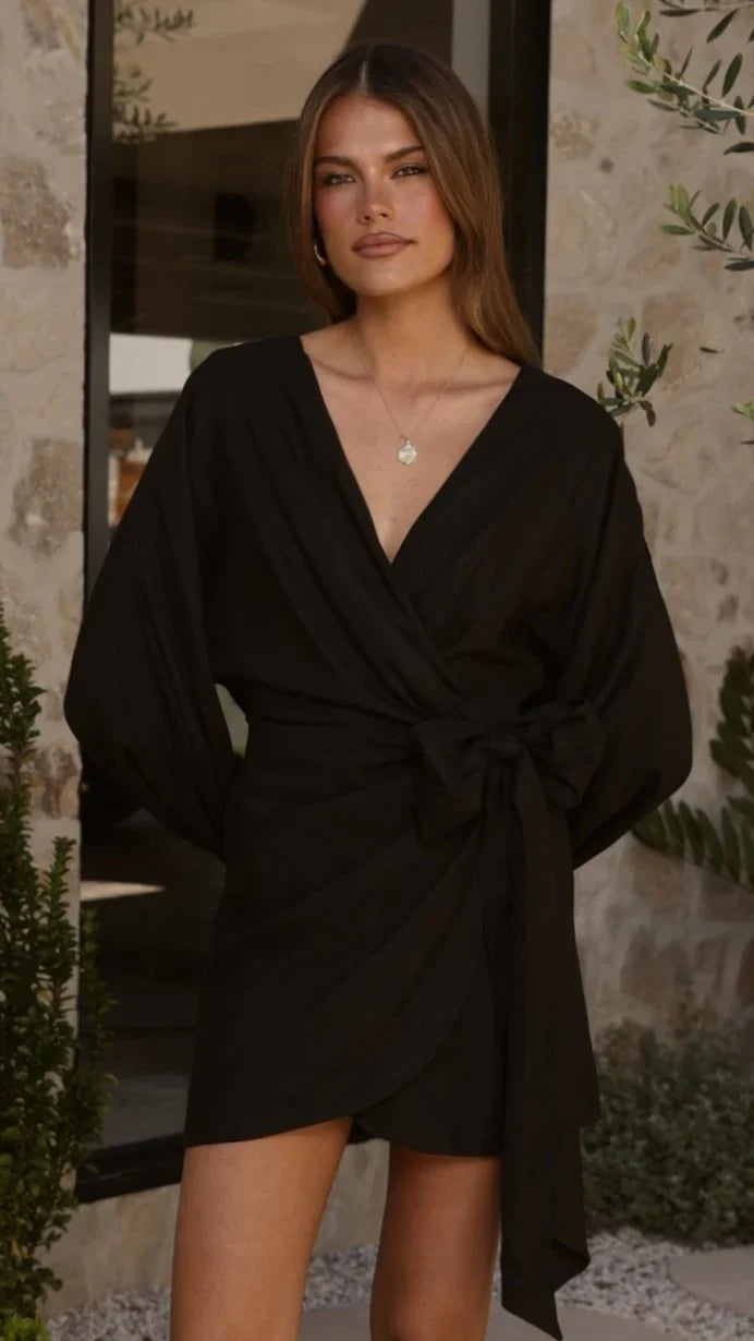 Myra Long Sleeve Mini Dress Black