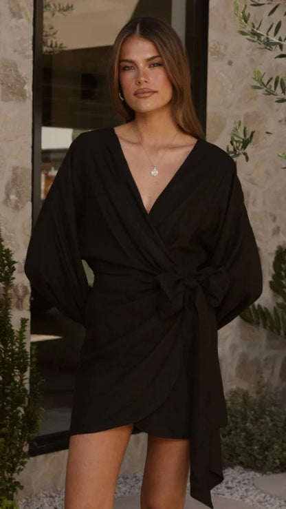 Myra Long Sleeve Mini Dress Black