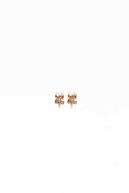 Trina Flower Earrings Gold Pearl